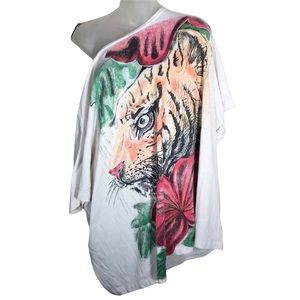 Vintage 80s 90s Bonjour brand graphic top single stitch